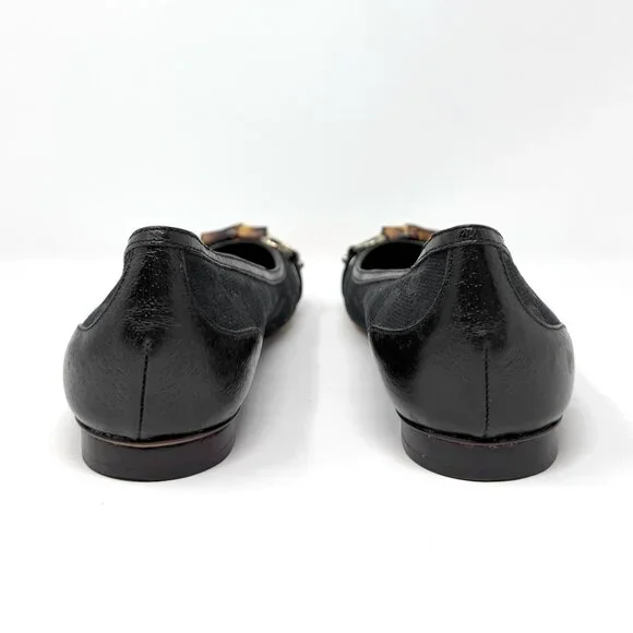 Vintage Gucci Bamboo Horsebit Ballet Flats GG Canvas US‎ 9 - Picture 5 of 10